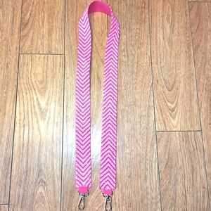 Pink Chevron Patterned Beaded Strap, Purse Or Guitar